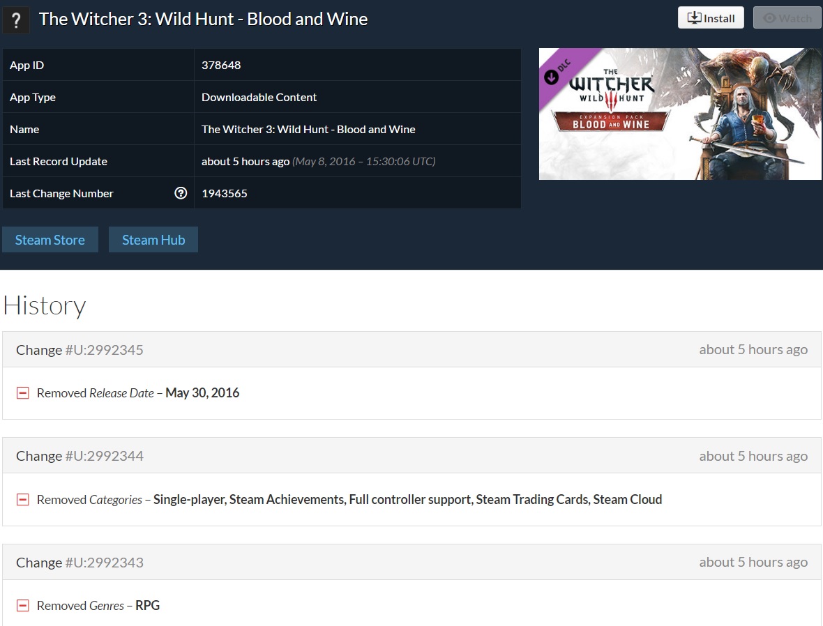 The Witcher 3: Blood and Wine expansion slated for Steam on May 30?