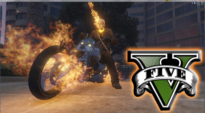 This mod brings Ghost Rider – with his motorcycle and his powers – to Grand Theft Auto V