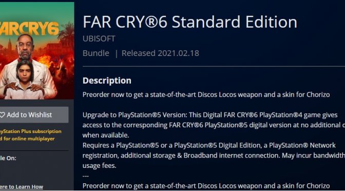 Playstation Store leaks first details and release date for Far Cry 6