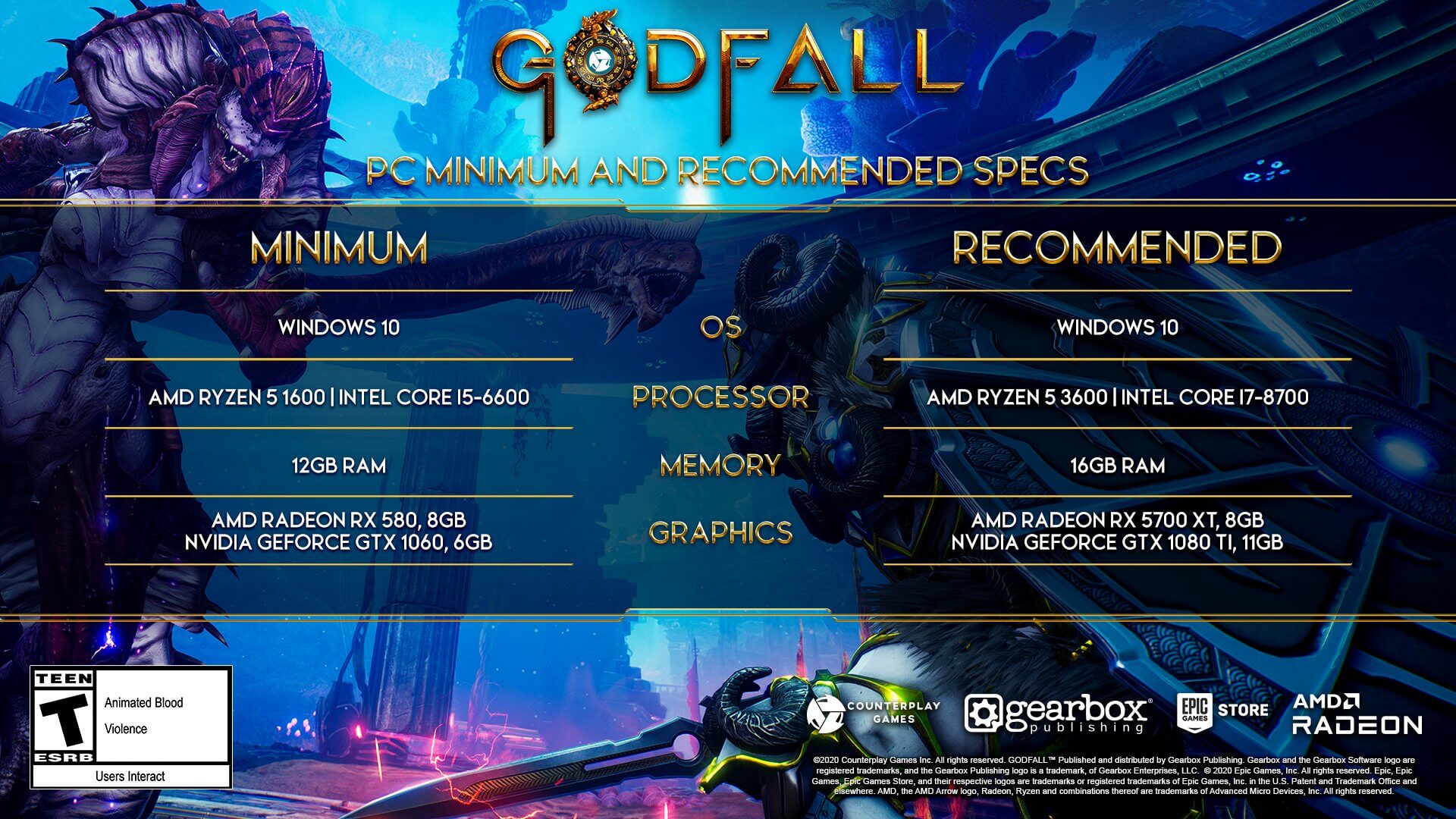 Godfall PC system requirements