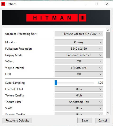 PC Requirements for Ray Tracing and Adaptive Supersampling – HITMAN 3  Player Support