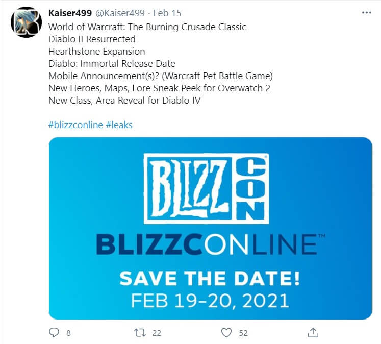 Blizzcon 2021 leak