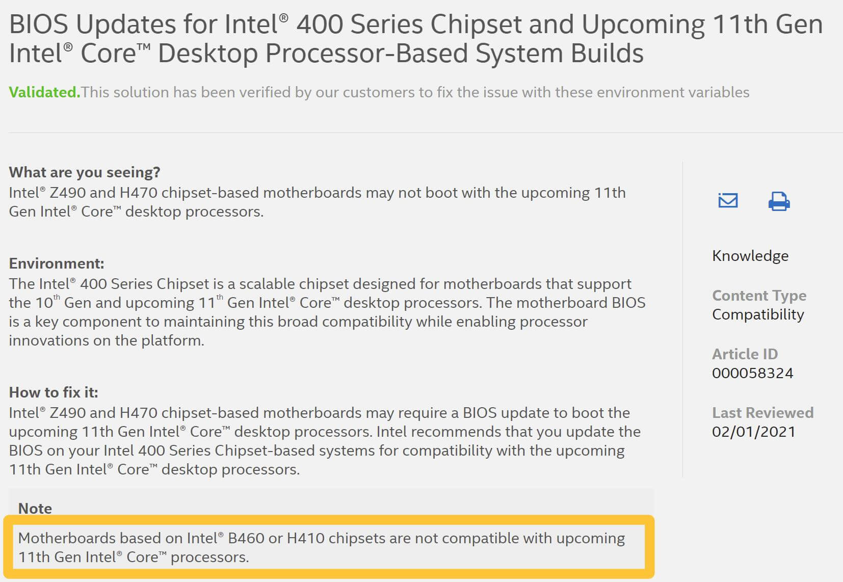 Intel B460 and H410 not supporting Rocket Lake-S-1