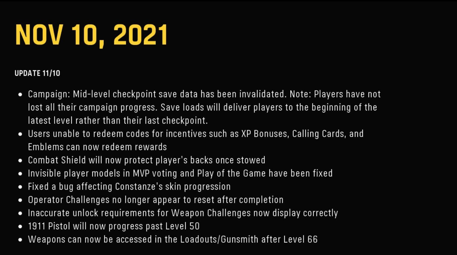 Call of Duty® Patch Notes