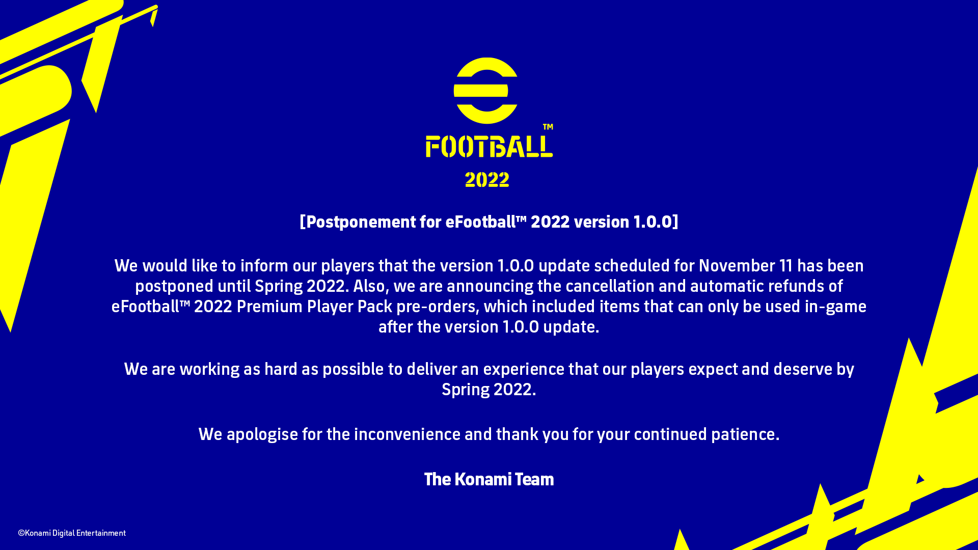 efootball 2022 Spring 2022 delay