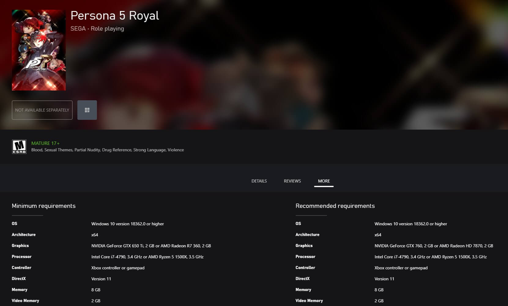 Persona 5 Royal PC Requirements