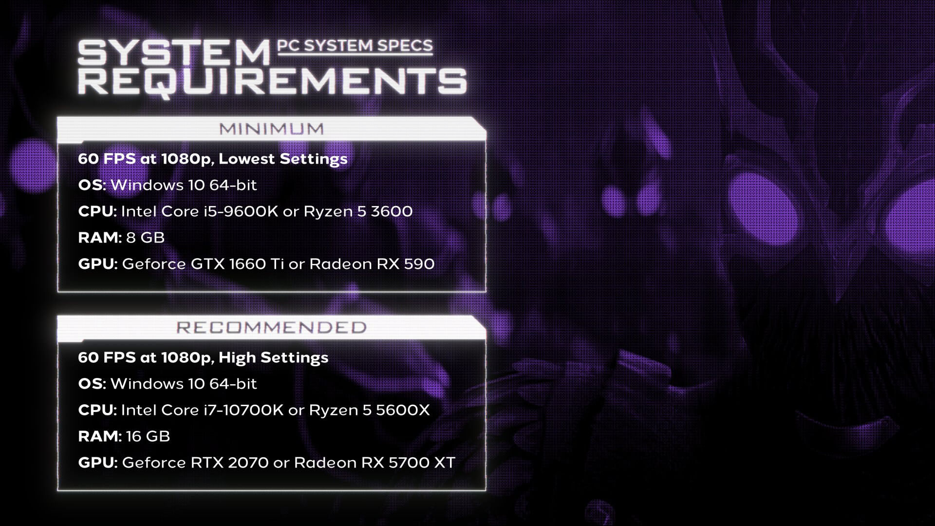 Gotham Knights PC recommended requirements