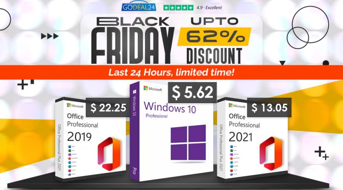 Godeal24 Black Friday Sales 2022, the best price of the year! Last 24 Hours, limited time get Genuine Windows 10 from $5.62 and Lifetime Office 2021 only $13.05!