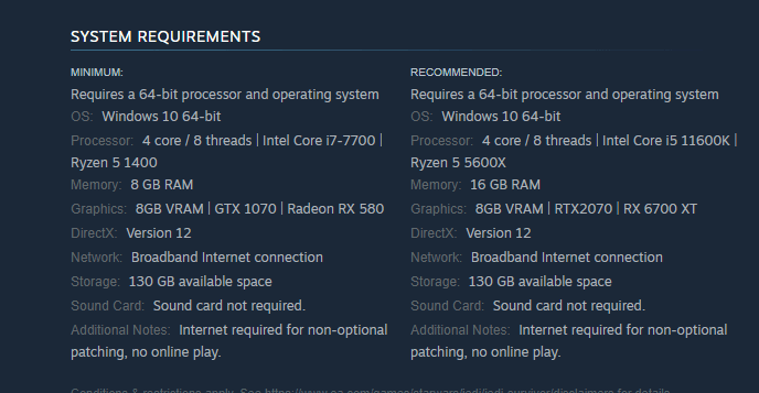 Star Wars Jedi Survivor PC requirements