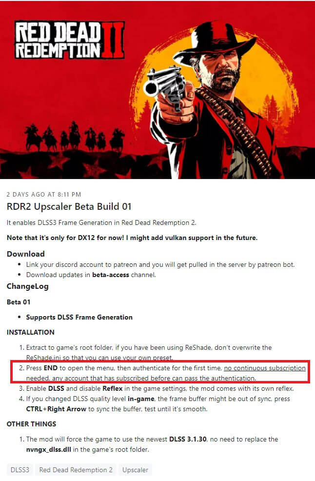 Red Dead Redemption 2 DLSS 3 Mod DRM