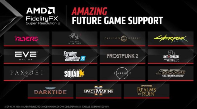 Here are the next games that will support AMD FSR 3.0
