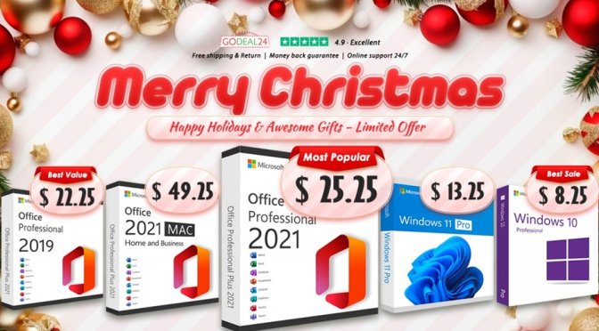 Grab Lifetime Microsoft Office 2021 from $15 and Windows 10 from $8 for the Christmas Holidays!