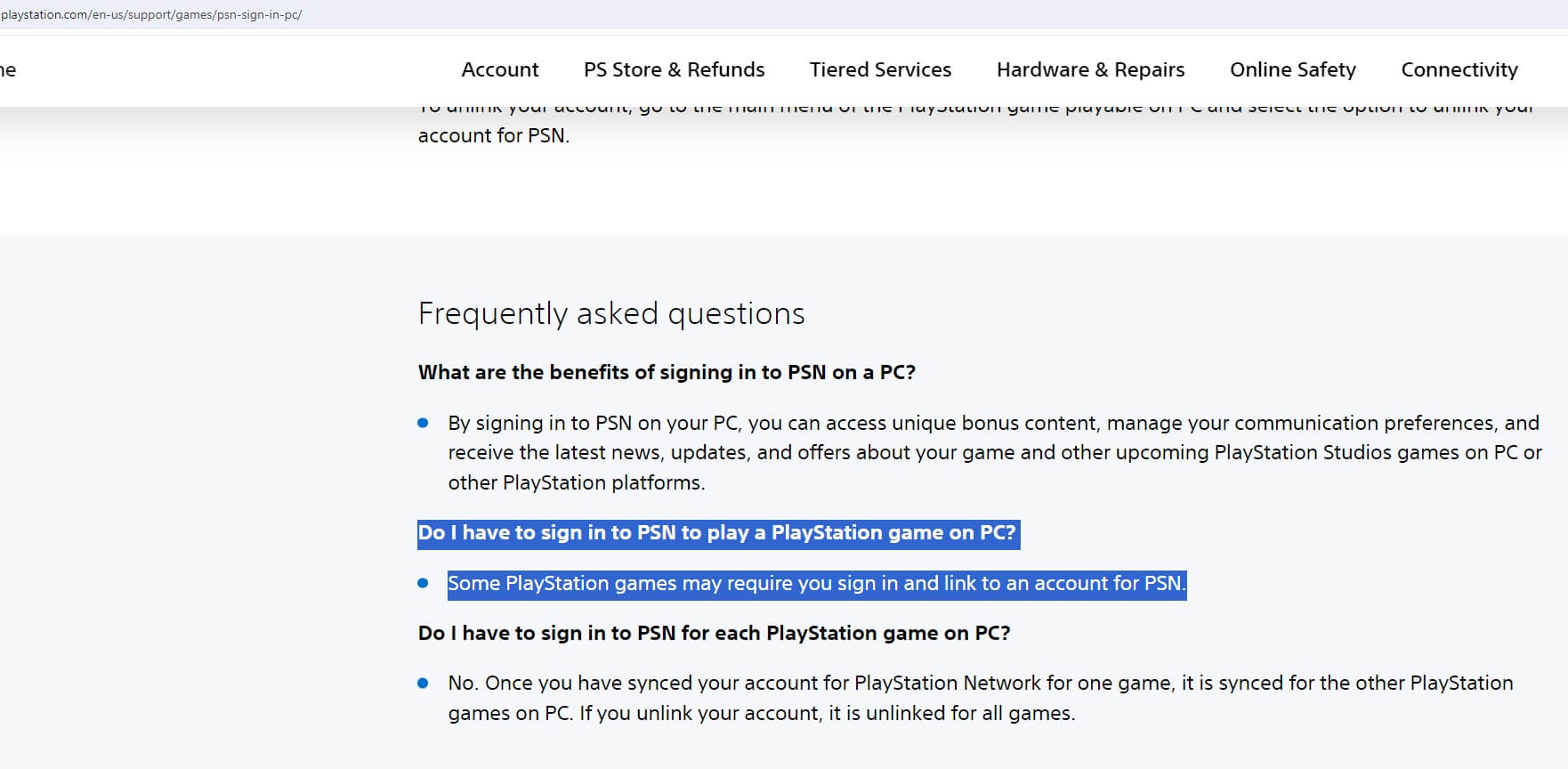 PSN PC revised statement