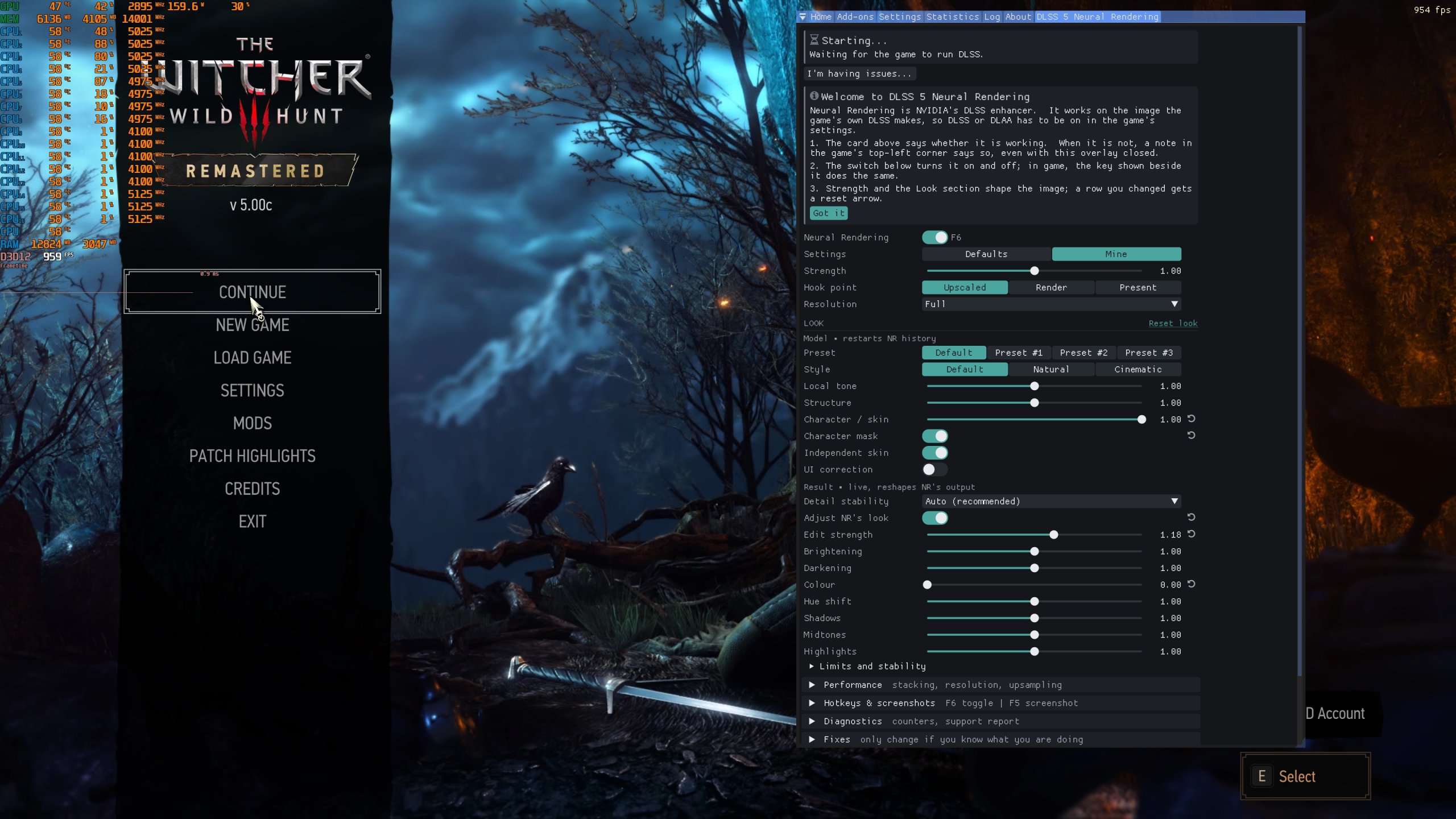 TW3 DLSS 5 settings